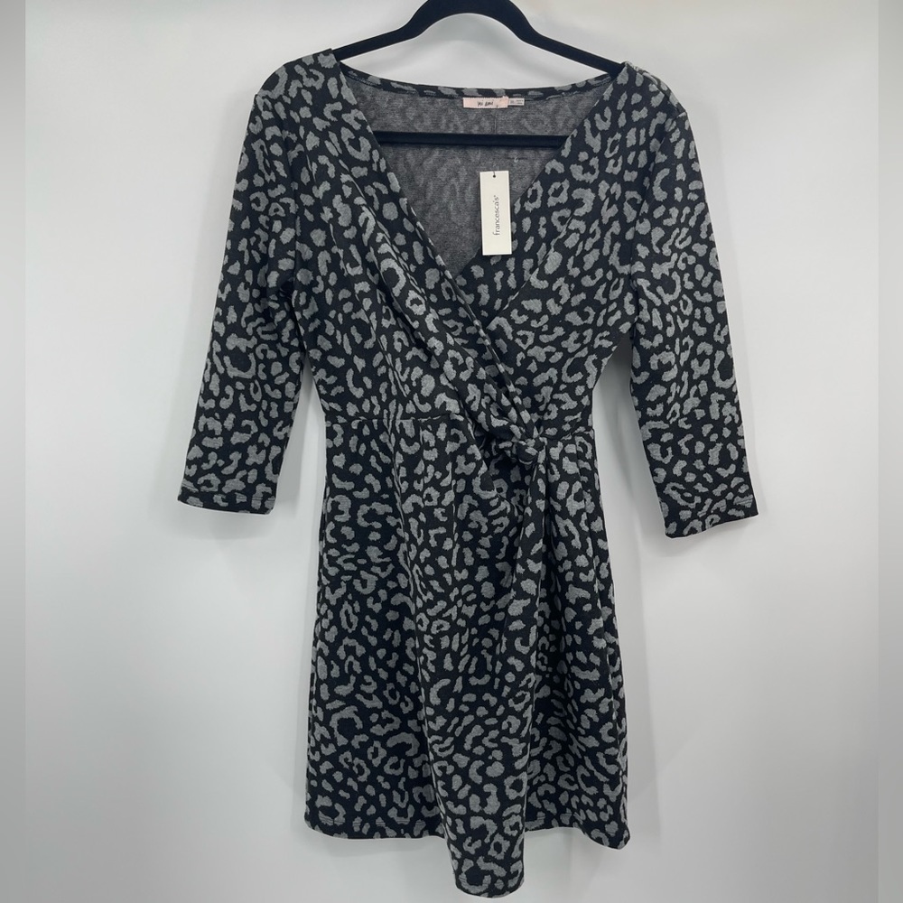 francesca's Animal Print Dress side knot tie front mini leopard Nwt medium
